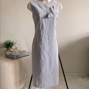 Calvin Klein Blue and White Striped Midi Dress